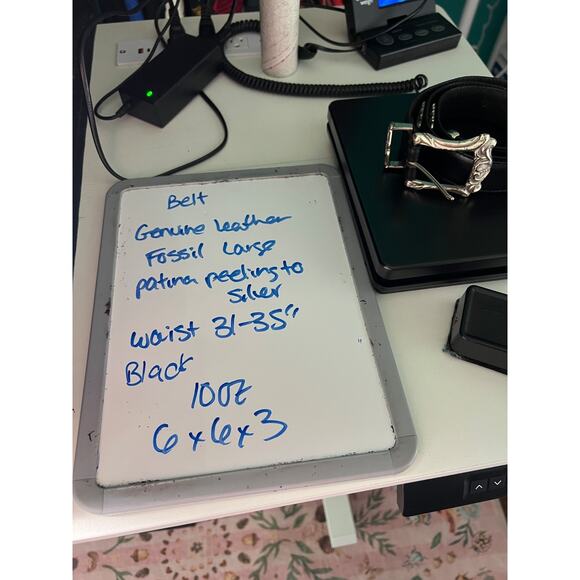 Fossil Black Leather Belt With Silver Accents Size Large Western Boho Rodeo - Picture 10 of 10